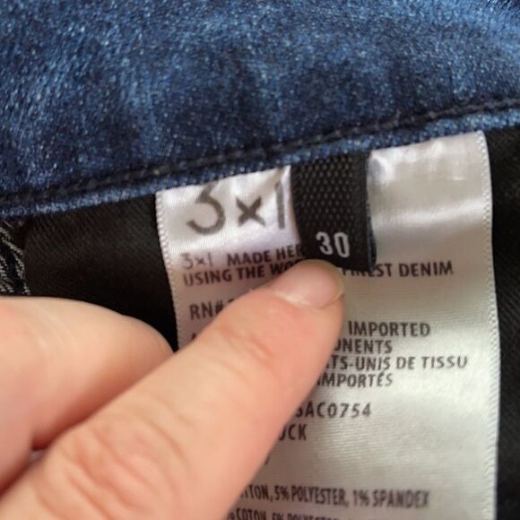 3x1 NYC shredded crop high rise waist straight leg denim jeans EUC 30 fringe - Picture 3 of 12